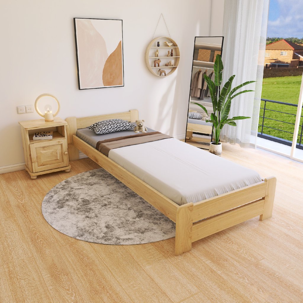 Postel z masivu Adam 120x200 v barvě borovice